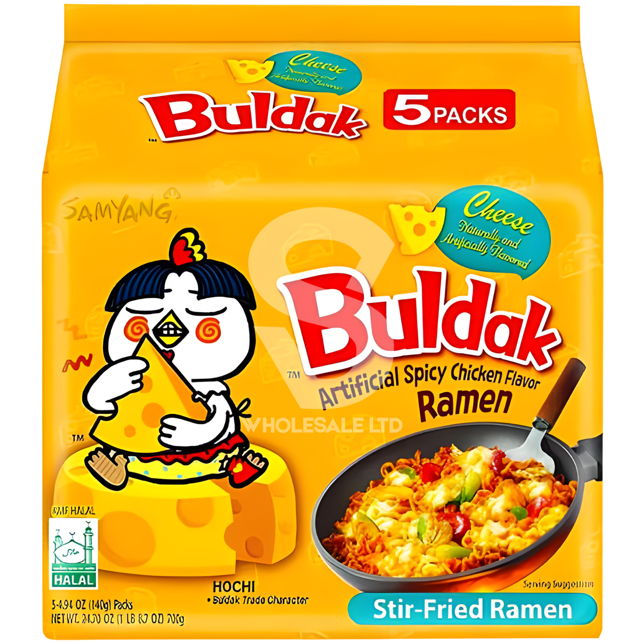 Samyang Buldak Cheese Ramen – 5 Pack | Creamy & Spicy Korean Instant Noodles | Halal Certified