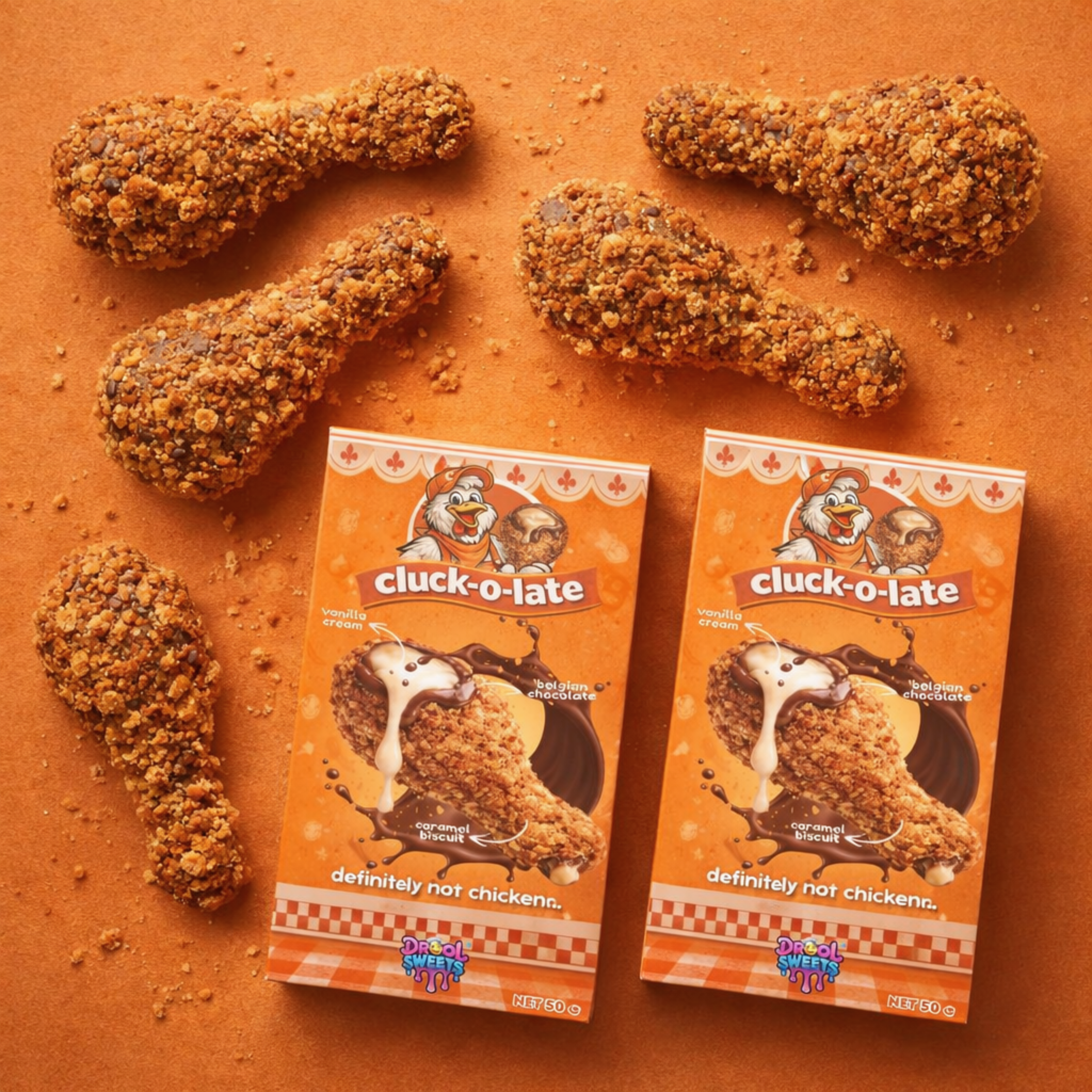 PRE-ORDER Cluck-o-late 50g – Chicken Drumstick Chocolate (Definitely Not Chicken…) By Drool Sweets