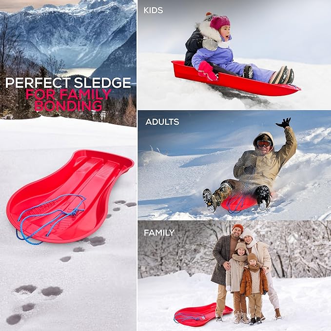 Red Snow Sledge – Lightweight Winter Sled for Kids & Adults