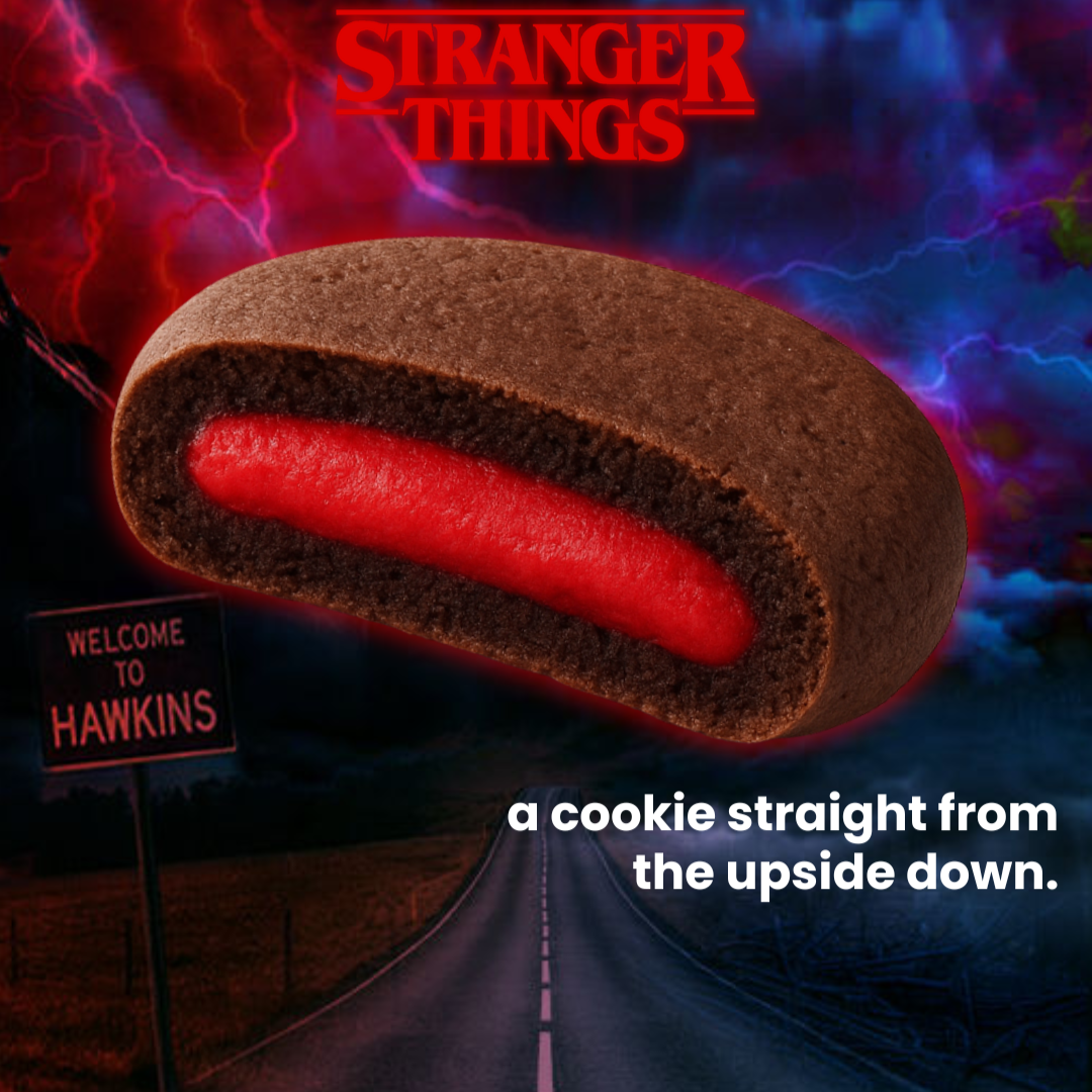 Stranger Things Cocoa Strawberry Biscuits 135g | Case of 14