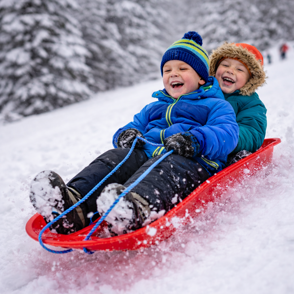Red Snow Sledge – Lightweight Winter Sled for Kids & Adults