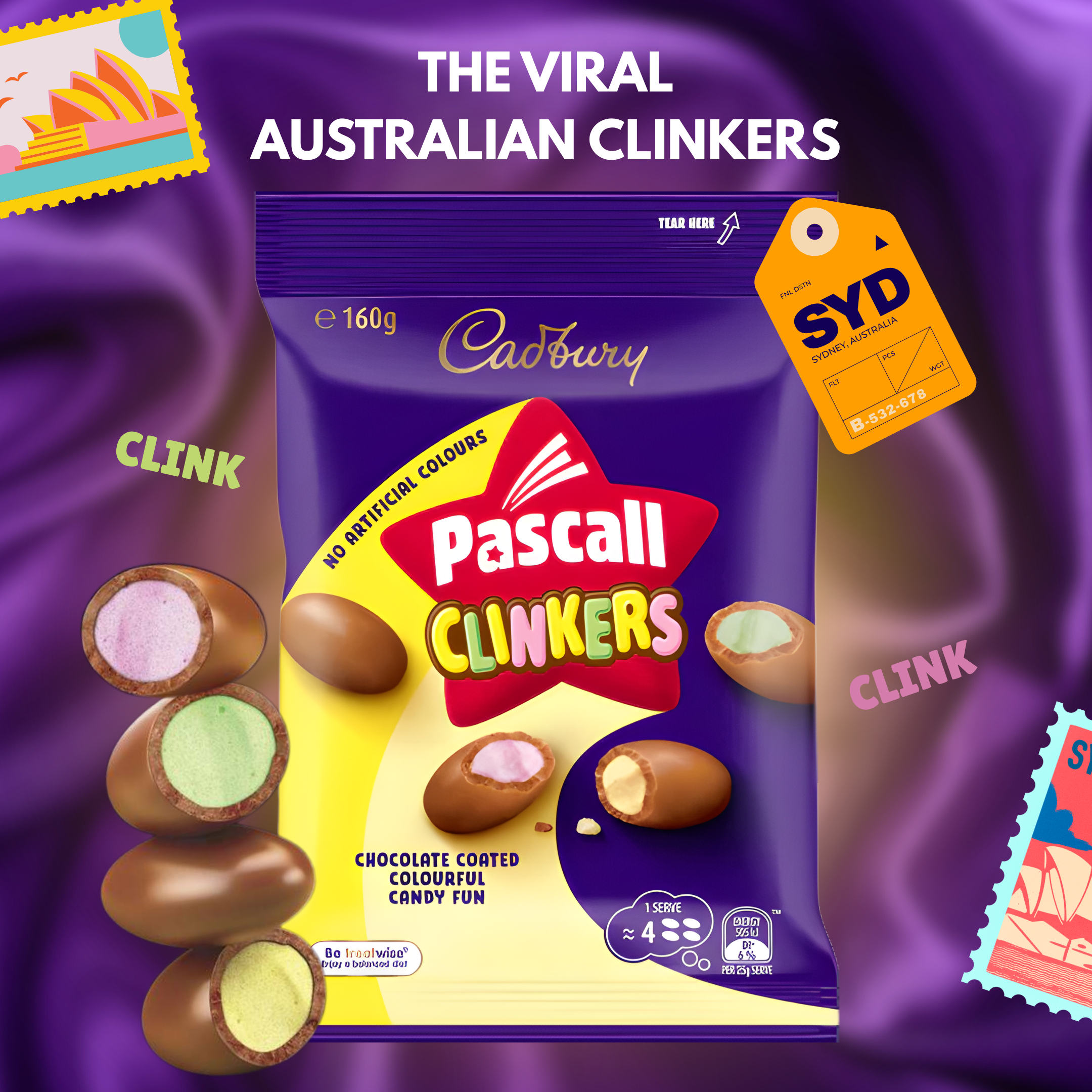 Cadbury Pascall Clinkers Chocolate Candy 160g – TikTok Viral Australian Sweet