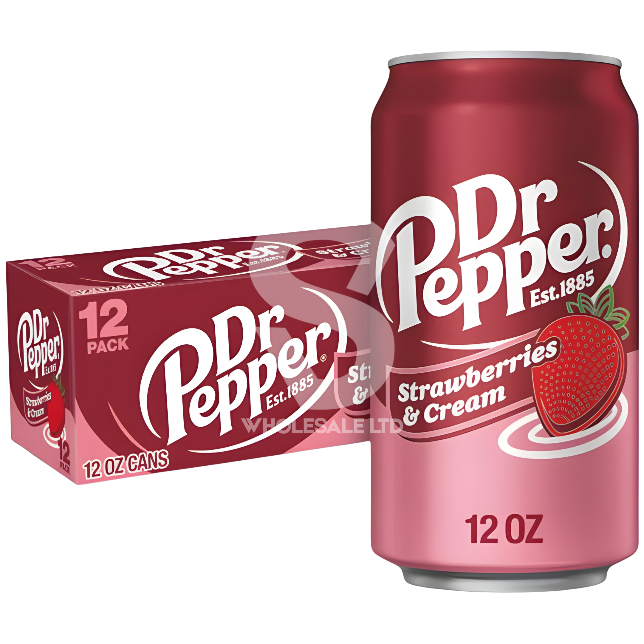 Dr Pepper Strawberries & Cream Flavour Soda 355ml | Case of 12 | USA Import